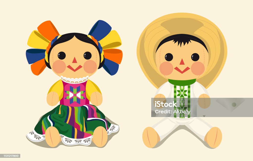  Ilustración de muñeca de juguete mexicana disponible