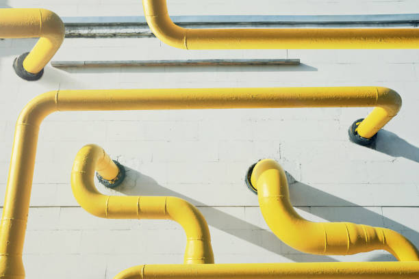 istock Gas piping entering the building wall 1131221030