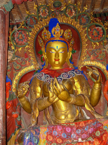 istock Golden buddha statue in Palcho Monastery, Tibet, China 1131222985