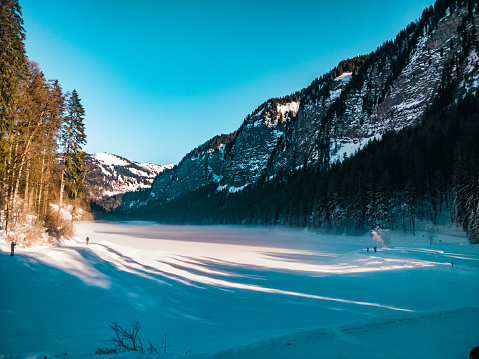 frozen lake mountain alps