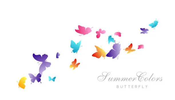 Vector illustration of Flying butterflies. Vector decoration element.