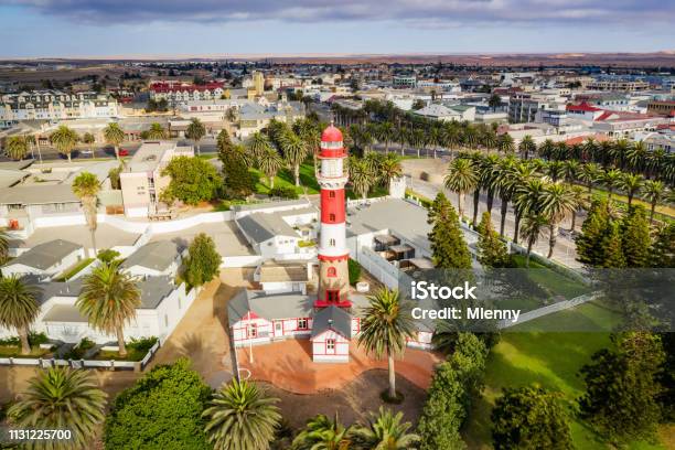 Swakopmund Cityscape With Lighthouse Aerial View Namibia Stock Photo - Download Image Now