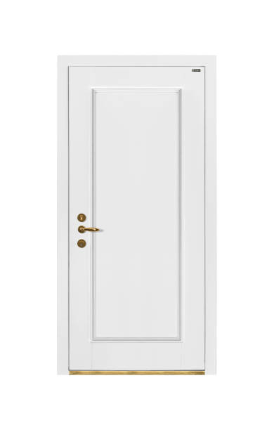 istock White Metallic Door With Golden Handle 1131226079