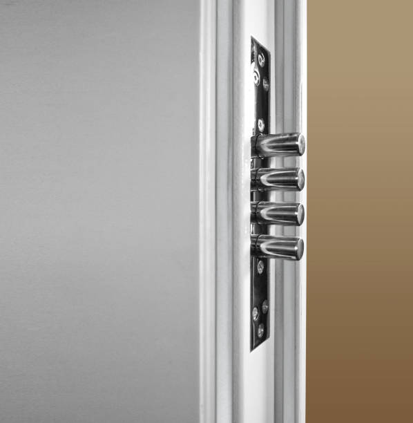 istock White Metallic Door With Golden Handle 1131226080