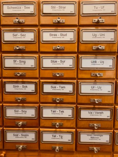 istock Vintage keyword card index boxes 1131232617