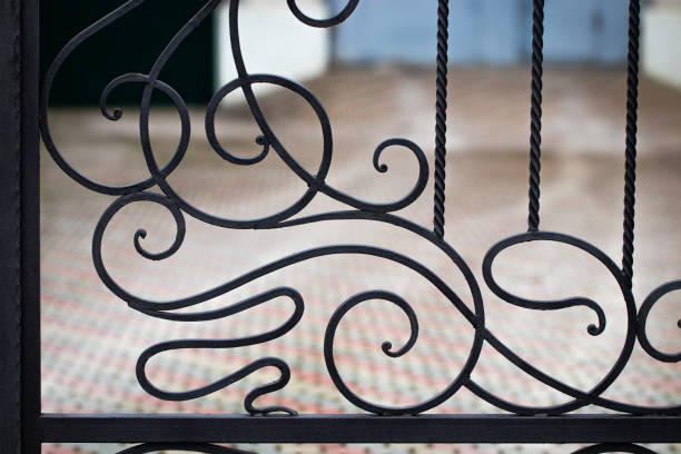 istock beautiful decorative metal elements forged wrought iron gates 1131232805