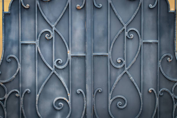 istock beautiful decorative metal elements forged wrought iron gates 1131232808