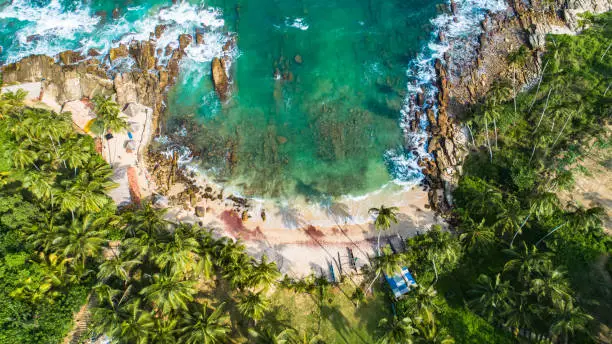 Aerial. Goyambokka beach. Tangalle, Sri Lanka.