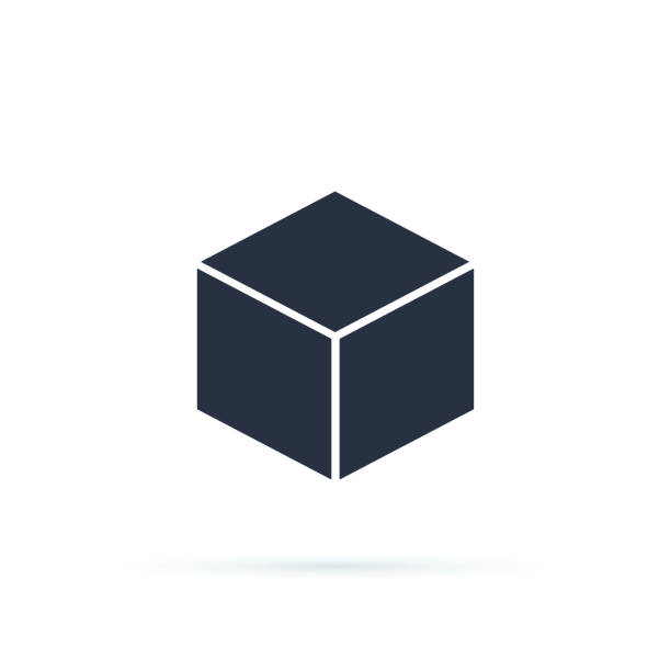 ilustrações de stock, clip art, desenhos animados e ícones de isometric cube. linear icon. line with editable stroke. cube icons with a perspective 3d cube model with a shadow. - brick single object solid construction material