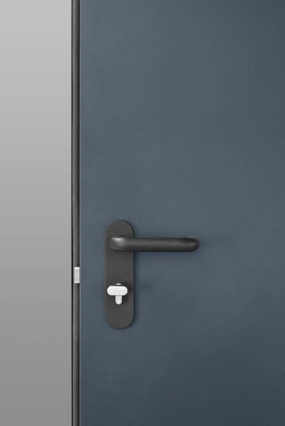 istock Steel Dark Blue Door With Lock And Black Plastic Handle 1131233407
