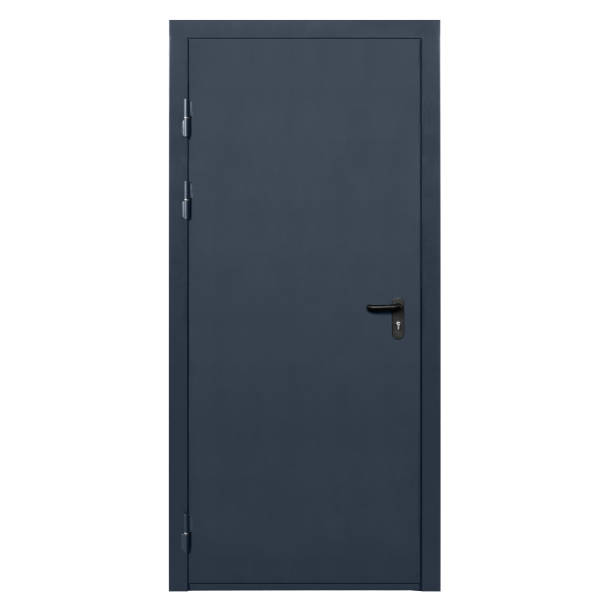 istock Steel Dark Blue Door With Lock And Black Plastic Handle 1131233420