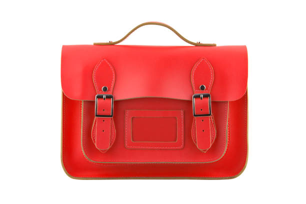 Red Satchel isolated on a white background with clipping path