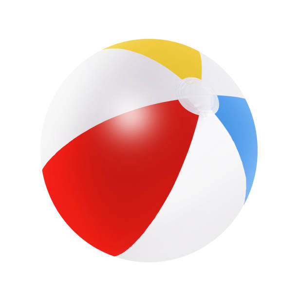 strandball isoliert auf weißem hintergrund mit clipping-pfad - beach ball toy inflatable red stock-fotos und bilder