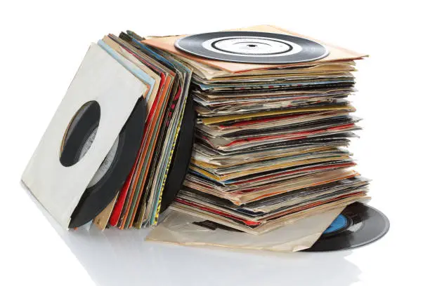 Pile of retro vinyl 45rpm singles records