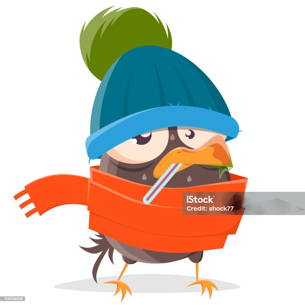 funny cartoon bird is sick Animal stock vector