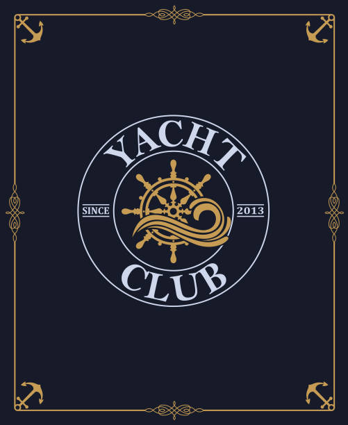 ilustrações, clipart, desenhos animados e ícones de etiqueta do clube do iate - yatch