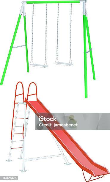 Ilustración de Swing Y Slide Vector y más Vectores Libres de Derechos de Atracción de feria - Atracción de feria, Color - Tipo de imagen, Columpiarse