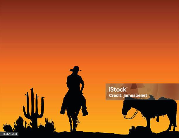 Fahrt Zurück Vektor Stock Vektor Art und mehr Bilder von Arizona - Arizona, Sonnenuntergang, Rancher
