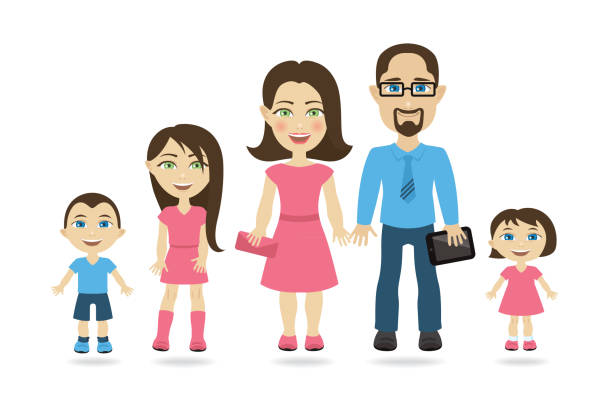 Funny Cartoon Characters Traditional Family With Three Children Five People Stock Illustration - Download Image Now - iStock Funny Cartoon Characters Traditional Family With Three Children Five People Stock Illustration - Download Image Now - iStock