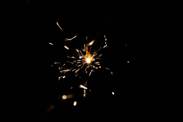 istock Burning sparkle in pitch black surrounding 1131260087