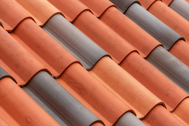 Clay tile roof texture Multi colored clay tile roof barrel tile roof stock pictures, royalty-free photos & images
