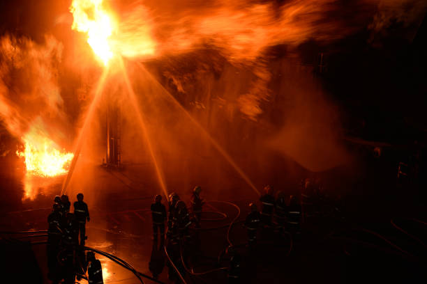 istock Fire in the Industrial Factory. 1131273518