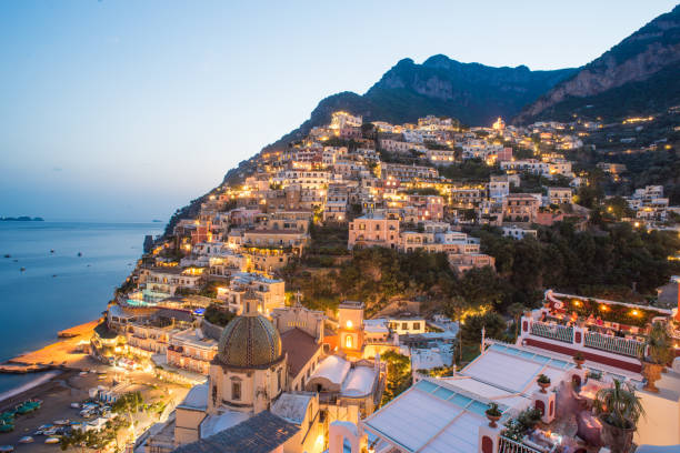 istock Positano lit by street lights 1131273757