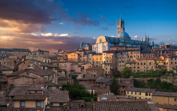 Photo of Siena. Cathedral at sunset.