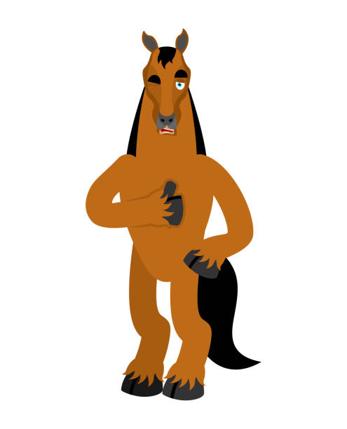 istock Horse thumbs up and winks. Steed happy emoji. hoss Vector illustration 1131284391