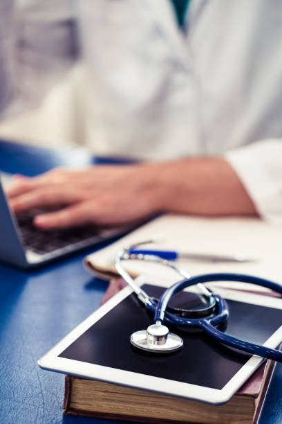 istock Doctor working in hospital office. 1131286040
