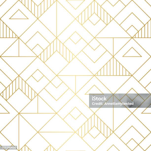 Seamless Geometric Squares Pattern Stock Illustration - Download Image Now - Pattern, Geometric Shape, Gold - Metal