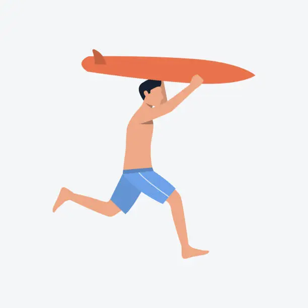 Vector illustration of Running surfer flat icon