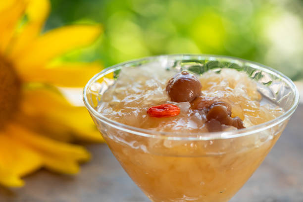 Tremella soup in a glass bowl