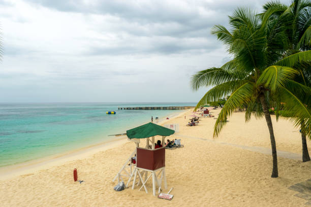 Lifeguards seat and outlook post on a white Caribbean beach