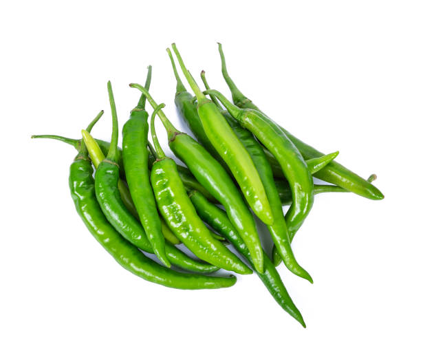 istock Green peppers isolated on white background 1131296864