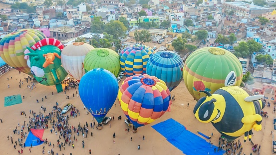 Cappadocia, Turkey - May 26, 2022: Preparing Hot Air Balloons To Fly, Cappadocia, Turkey