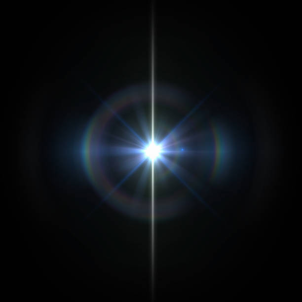 黒の背景に太陽レンズ フレア光特殊効果 - まぶしい ストックフォトと画像