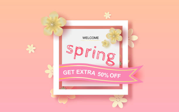 istock 3D Paper art and craft of Floral rectangle frame with place for text. Spring season concept with flowers and balloon of pastel sweet tone color.Lovely flowers with colorful frame.vector illustration 1131308789