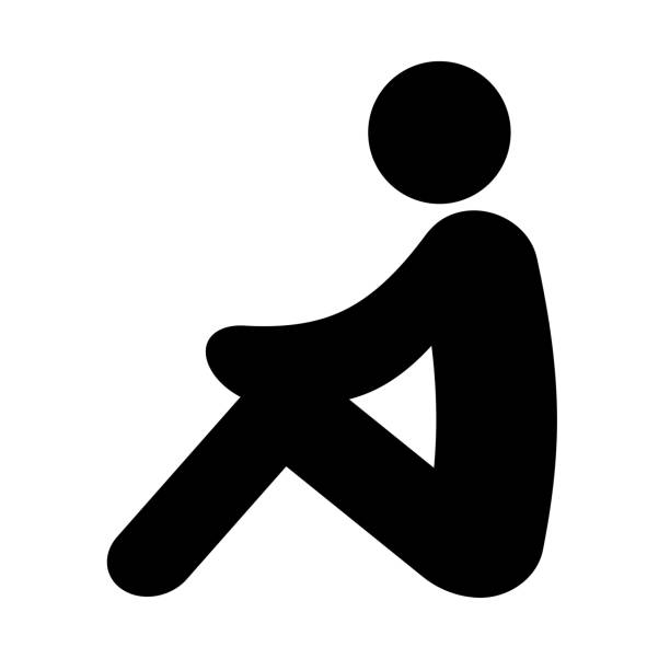 sitzende person - abgeschiedenheit stock-grafiken, -clipart, -cartoons und -symbole