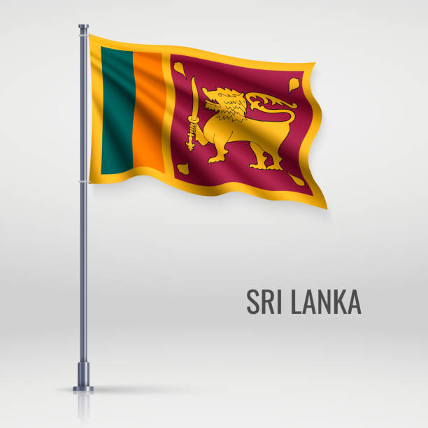 ÐÑновнÑе RGB Waving flag of Sri Lanka on flagpole. Template for independence day poster design sri lanka business stock illustrations