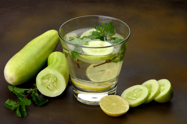 istock A glass of water with Cucumber, Lemon and Mint leaf 1131316340