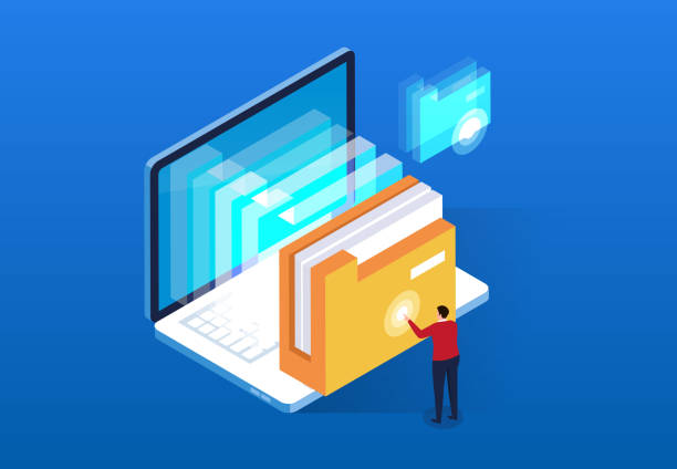 inteligentne wyszukiwanie i serwis plików w chmurze komputerowej - zbierać owoce obrazy stock illustrations