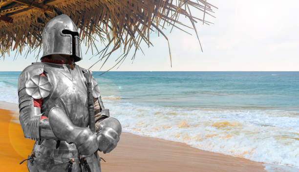 the medieval knight is a symbol of reliable security and safety. - full metal jacket imagens e fotografias de stock