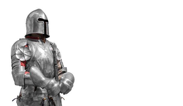 The medieval knight is a symbol of reliable security and safety. stock photo