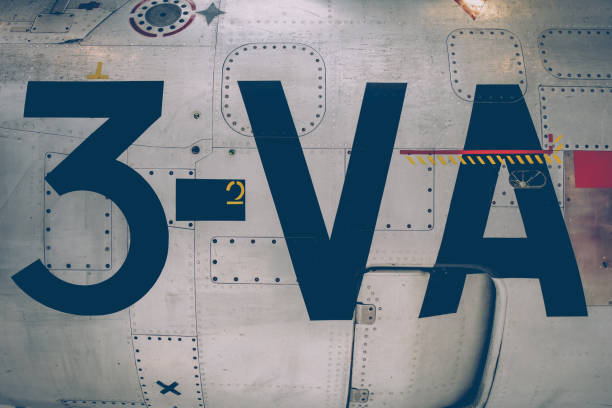Old vintage airplane fuselage closeup view. Industrial background