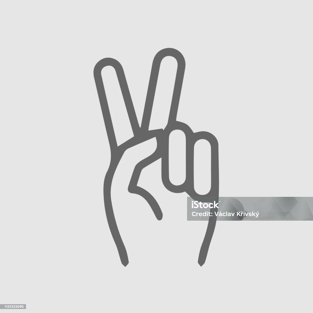 Victory hand gesture vector icon Victory hand gesture vector icon. V sign symbol. Simple isolated pictogram Adult stock vector