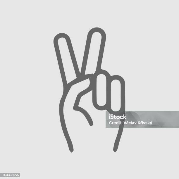 Victory Hand Gesture Vector Icon Stock Illustration - Download Image Now - Adult, Arm, Art