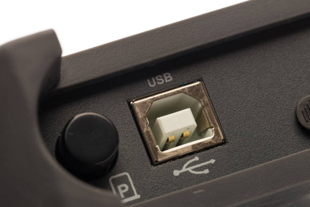 USB type B input of digital signal oscilloscope , close up view