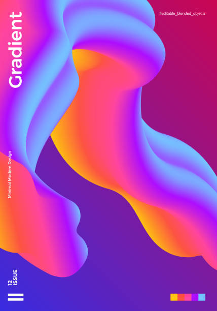 Abstract design template with 3d flow shapes Trendy abstract design template with 3d flow shapes. Dynamic gradient composition. Applicable for covers, brochures, flyers, presentations, banners. Vector illustration. Eps10 liquid stock illustrations