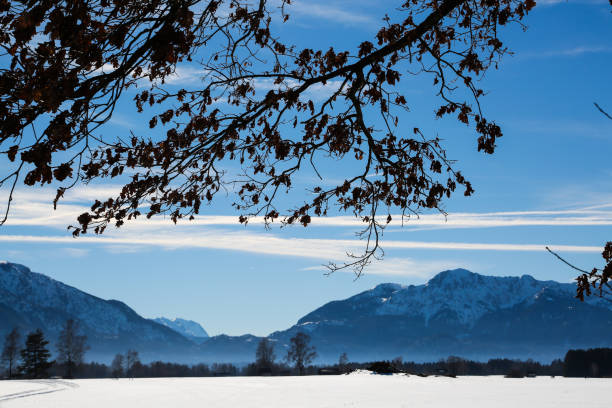 Snowscape in Benediktbeuren, Bavaria, Kochel am See